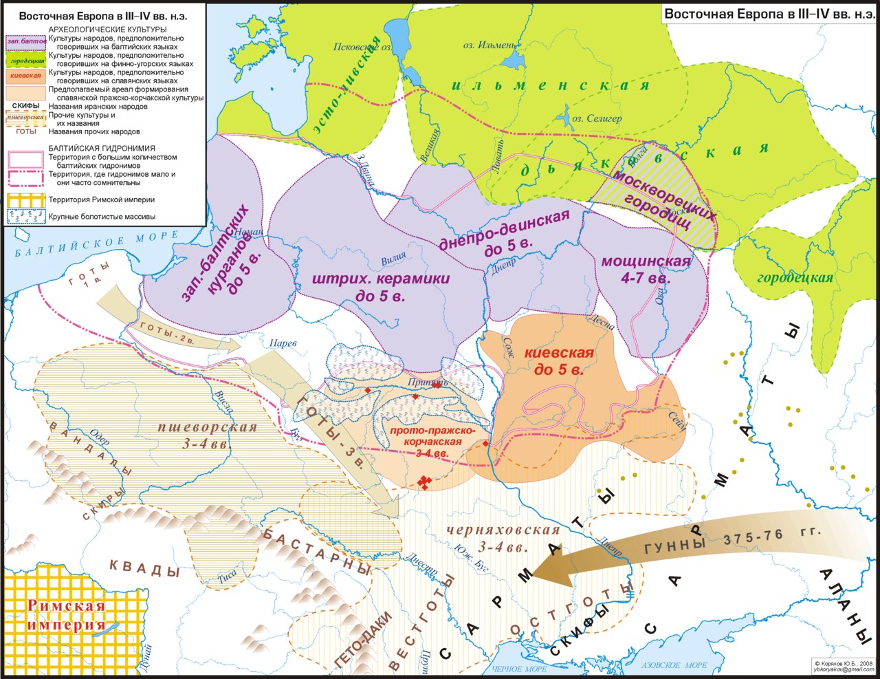 Археологические культуры Восточной Европы карта